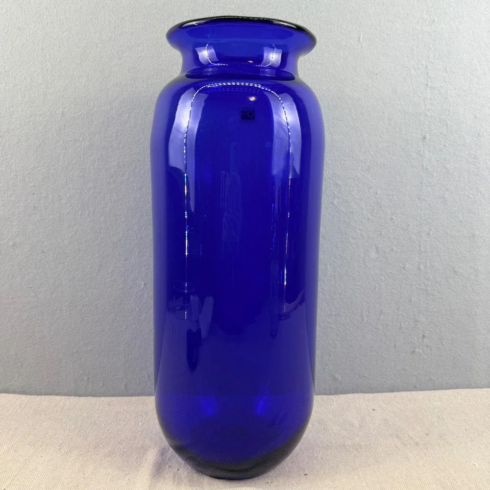 VTG Blenko 8137s Cobalt Blue Glass Cylinder Vase 15